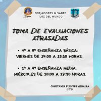 FECHAS DE TOMAS EVALUACIONES ATRASADAS